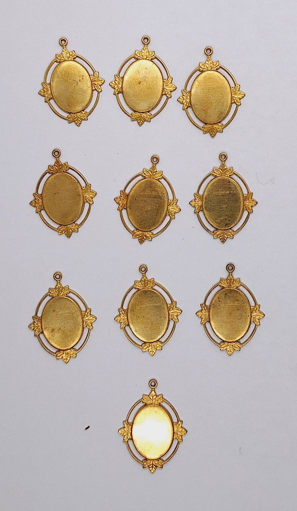 10pcs. Close Out Lot of  14x10mm Raw Brass Cameo Cabochon Setting with Ring L670
