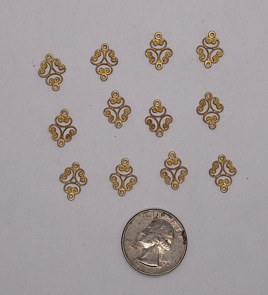 Closeout - 12pcs raw brass filigree drop connector L712