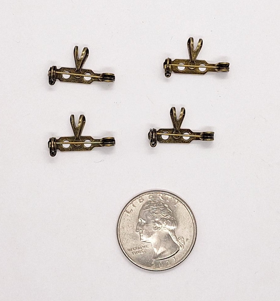 4pc lot- Closeout - 3/4 inch Antique Bronze pin back with pendant bail brooch pin jewelry supplies L742