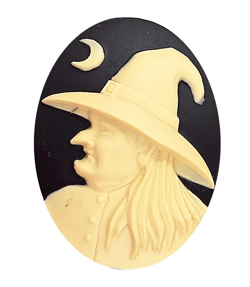 40x30mm Wicked Witch Black Ivory Resin Cameo Halloween 841x