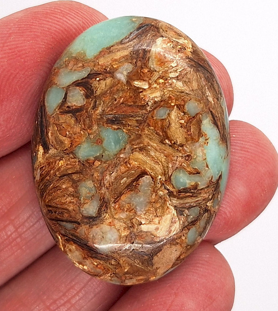 40x30mm Copper Matrix Turquoise Cabochon Flat Backed Stone 917xK