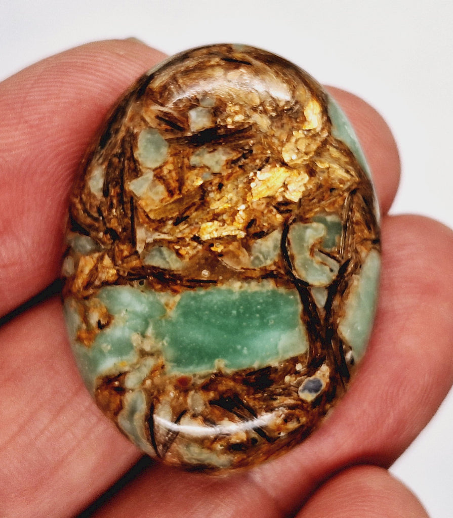 40x30mm Copper Matrix Turquoise Cabochon Flat Backed Stone 917xC