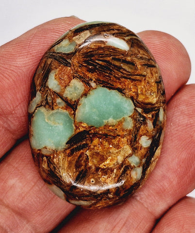 40x30mm Copper Matrix Turquoise Cabochon Flat Backed Stone 917xE