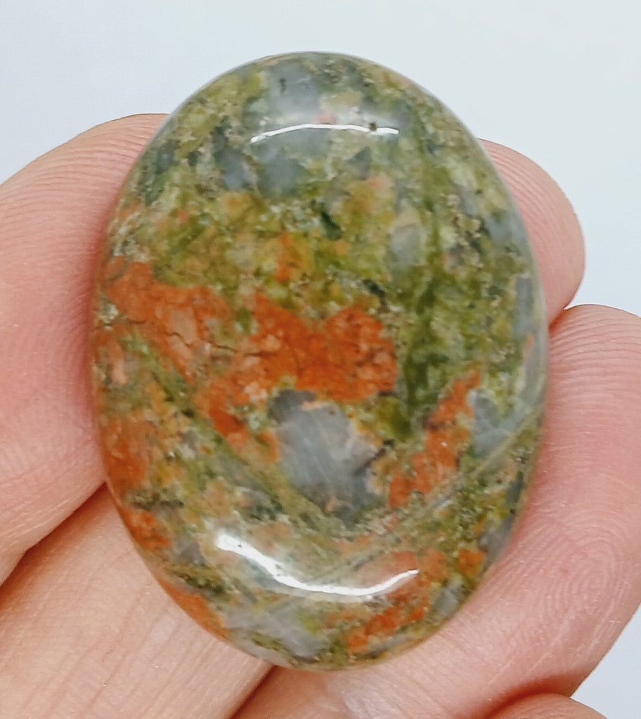 40x30mm Unakite Gemstone Cabochon Flat Backed Oval Stone 923xD