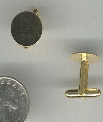 Closeout - Gold clad cuff links 15mm glueable pad sold by the pair 942R