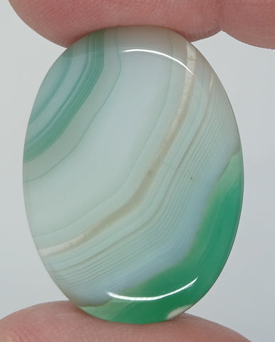 40x30mm Striated Green Dyed Agate Gemstone Oval Stone Cabochon 954xC