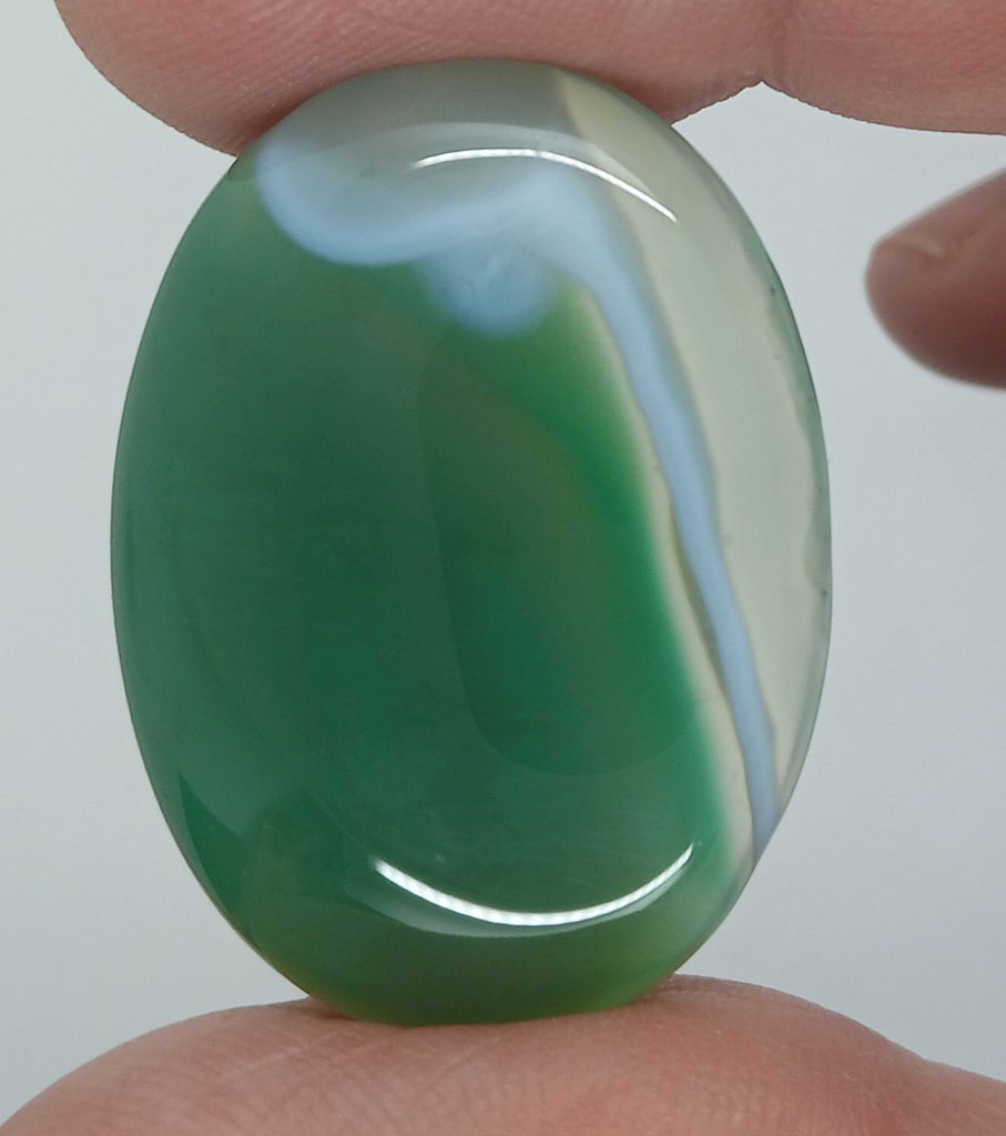 40x30mm Striated Green Dyed Agate Gemstone Oval Stone Cabochon 954xi