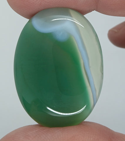 40x30mm Striated Green Dyed Agate Gemstone Oval Stone Cabochon 954xi