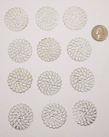 Seconds - 12pcs Silver 36mm filigree Gold plated round stamping jewelry finding 998q