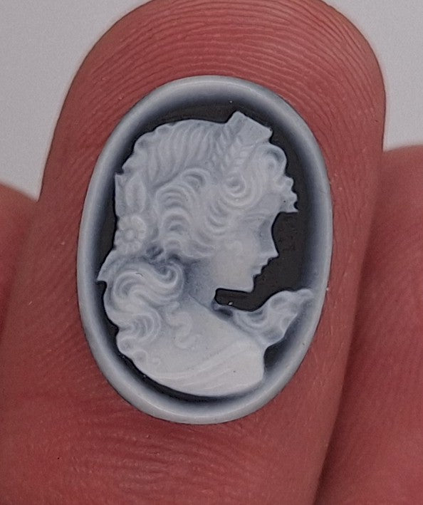 18x13mm Black Agate Cameo Woman's Profile C285