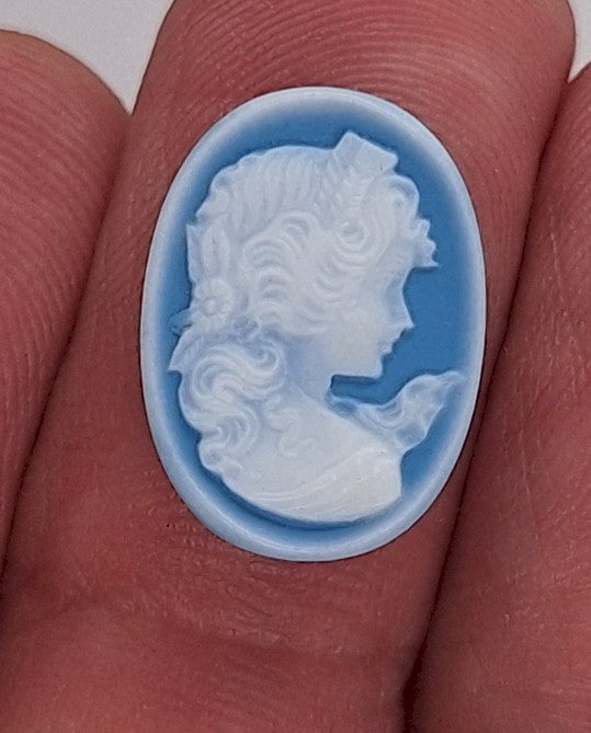 18x13mm Blue Agate Cameo Woman's Profile C286