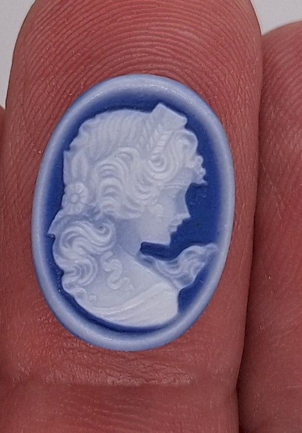 18x13mm Blue Agate Cameo Woman's Profile C288
