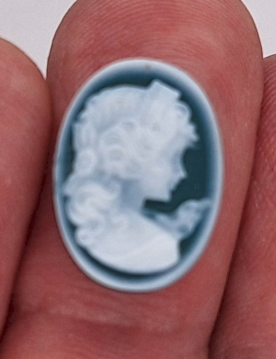 18x13mm Blue Agate Cameo Woman's Profile C296