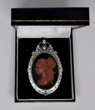 Black Woman Silver Brooch or Pendant Beautiful African American with Braids Cameo F256