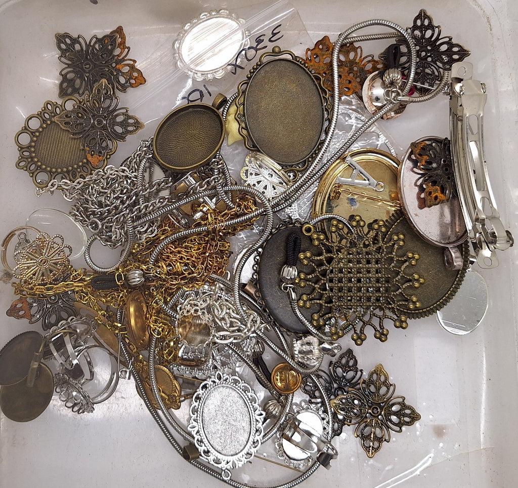 READ DESCRIPTION Settings, Plated Stampings Jewelry Findings (SECONDS and DISCONTINUED) 1/2LB L629