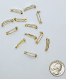 CLOSEOUT - 12PC LOT OF 3/4inch Gold Bar Pin brooch pin jewelry supplies 367st