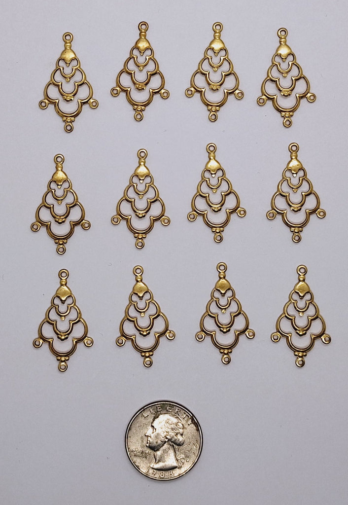 Closeout - 12pcs raw brass filigree drop with ring L695