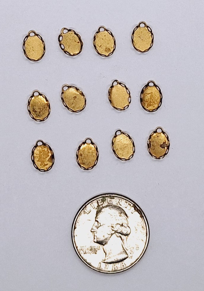 Close Out - 8x6mm Raw Brass Bezel Setting with Loop. 12pc lot. L697
