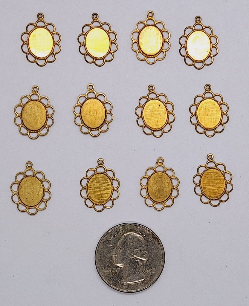 12pc Lot Close Out 10x8mm Raw Brass Cameo Setting with Ring L699