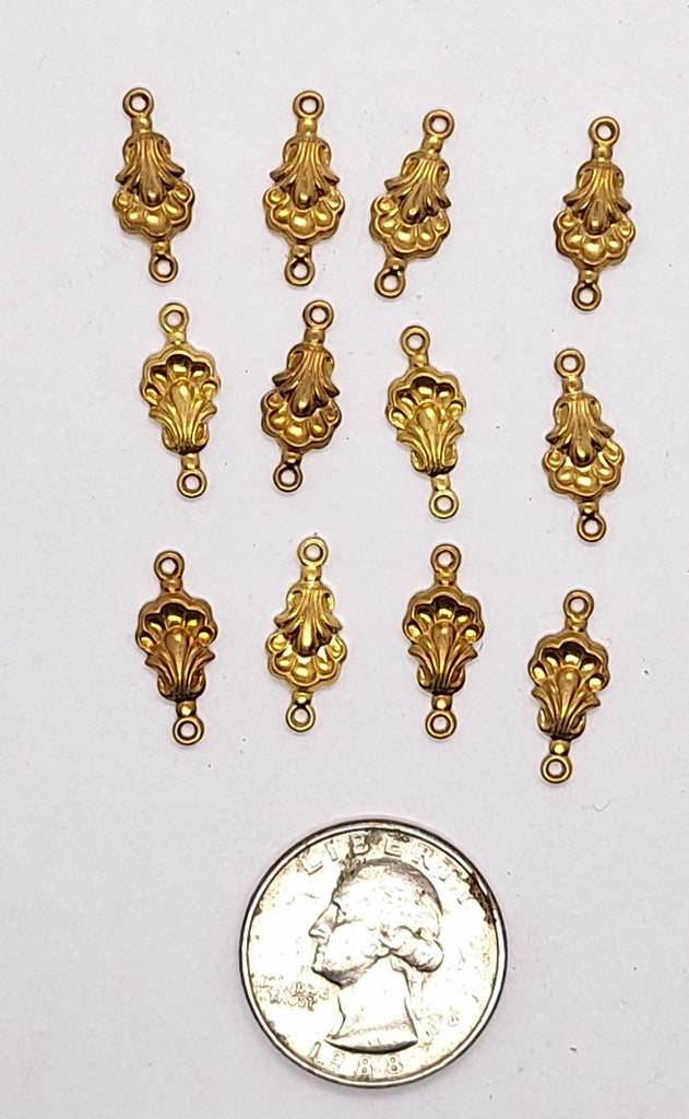 Closeout - 12pcs raw brass small decorative drop connector L722