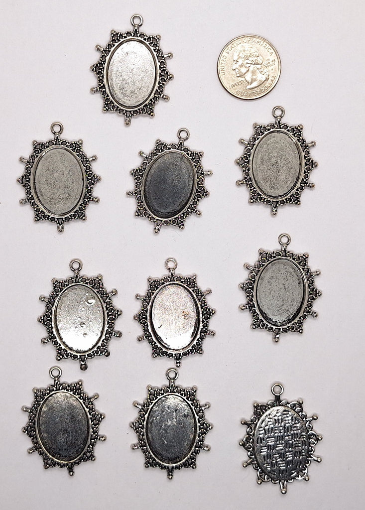 Seconds -Closeout 10pcs of 25x18mm Antique Silver Setting with loop L756