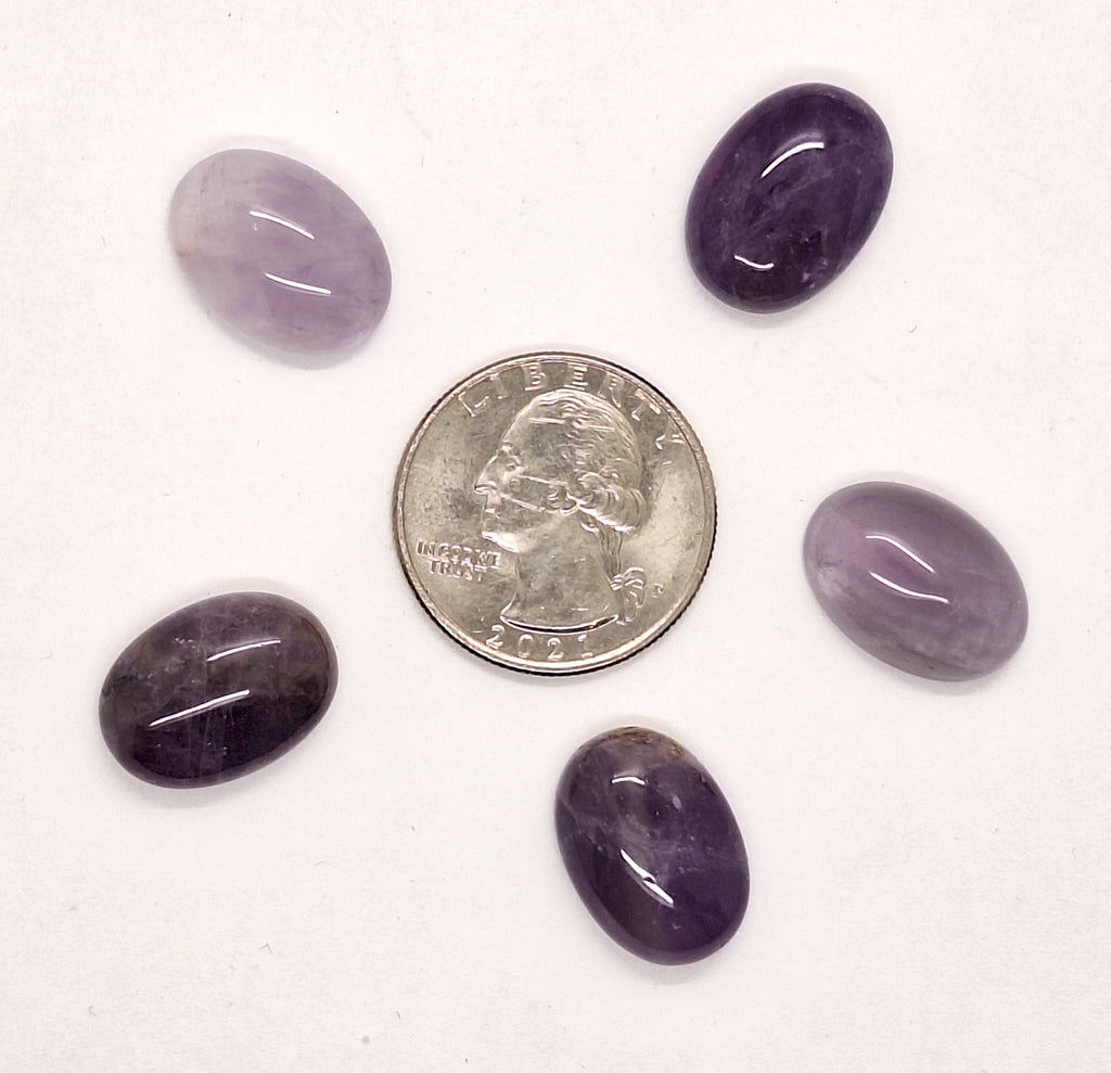 18x13mm Purple Amethyst Flat Backed Gemstone Cabochon 5pcs. S2081A