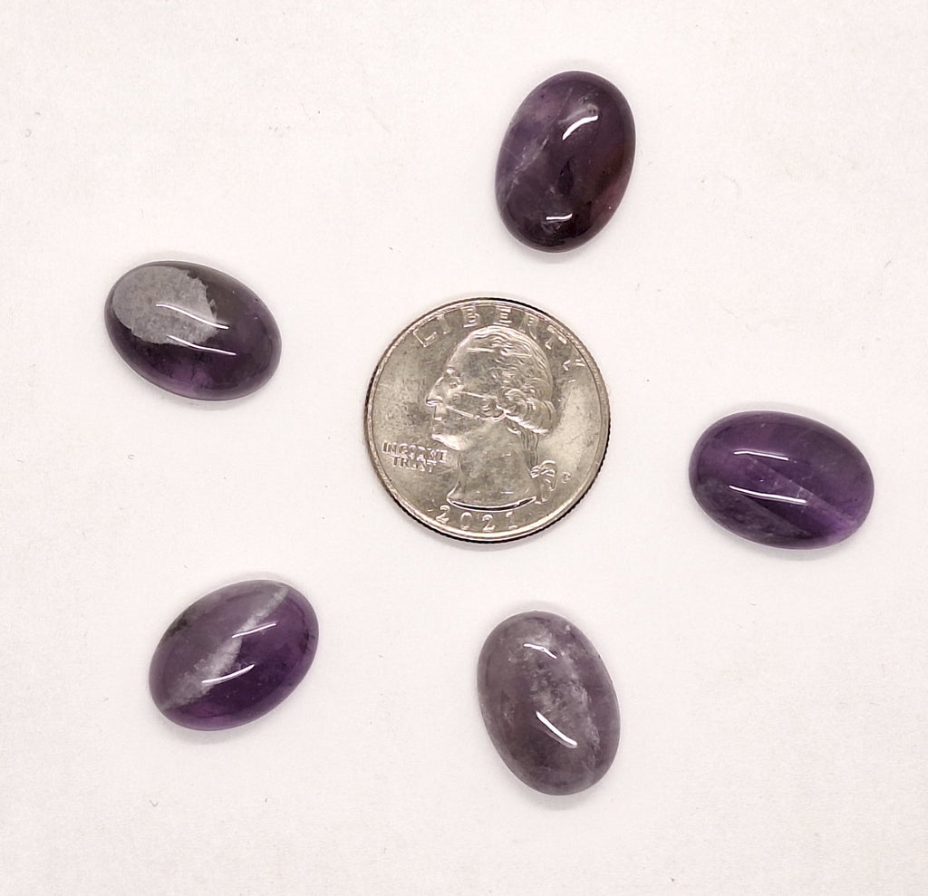 18x13mm Purple Amethyst Flat Backed Gemstone Cabochon S2081D