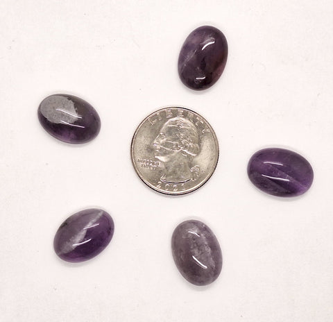 18x13mm  Purple Amethyst Flat Backed Gemstone Cabochon S2081D
