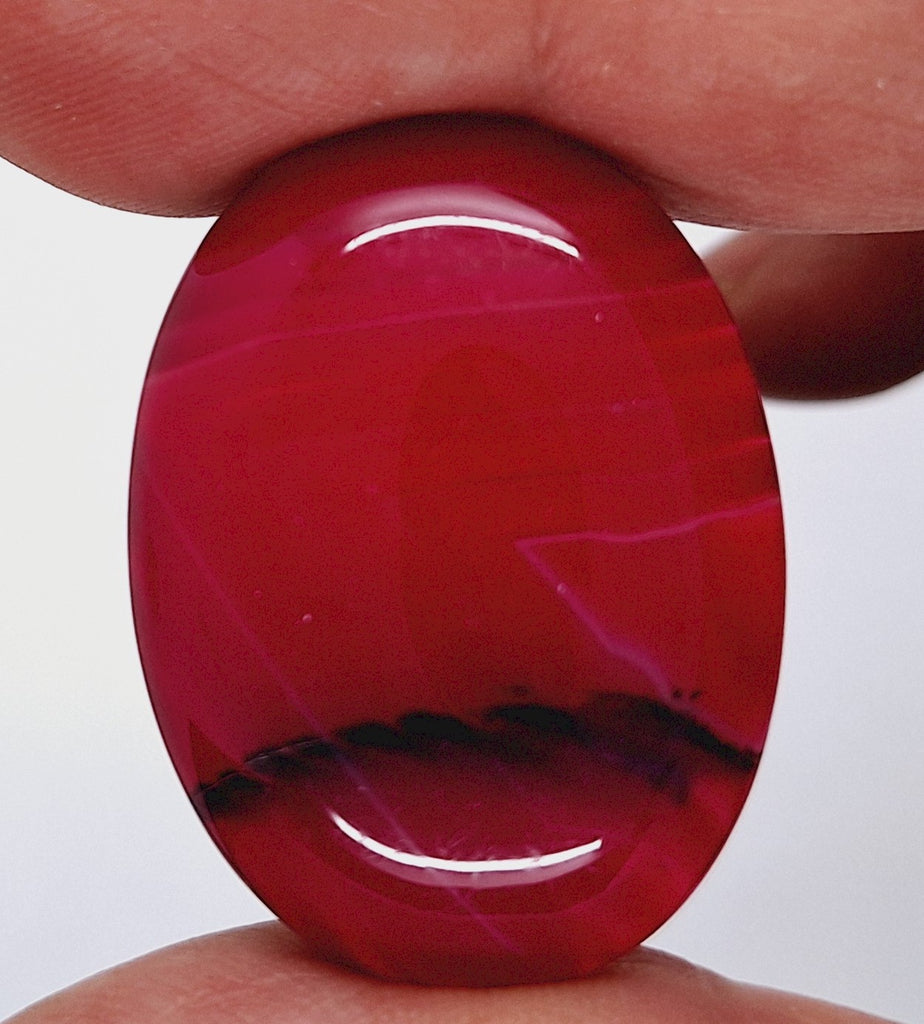 40x30mm Banded Agate Dyed Hot PInk Flat Backed Loose Semi-precious Gemstone Cabochon S2095J