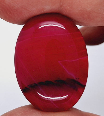 40x30mm Banded Agate Dyed Hot PInk Flat Backed Loose Semi-precious Gemstone Cabochon S2095J