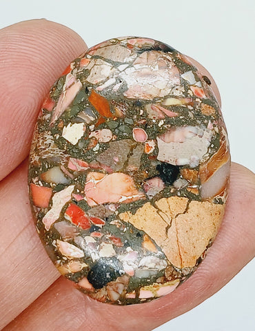 40x30mm Red Pink Matrix Collage Stone Caboachon Oval Loose S2154A