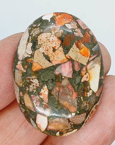 40x30mm Red Pink Matrix Collage Stone Oval Loose Cabochon Cab S2154i