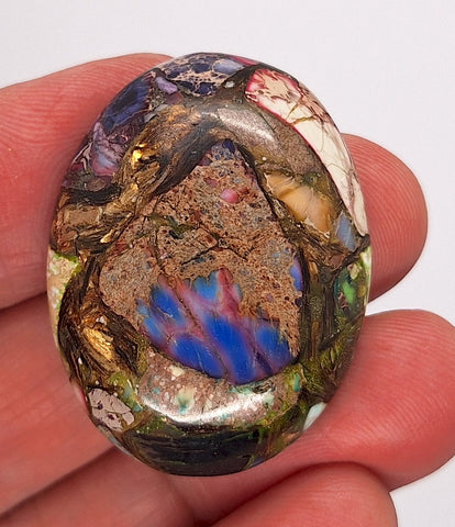 40x30mm Rainbow Matrix Collage Stone cabochon S2155L