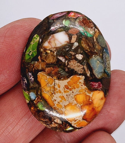 40x30mm Rainbow Matrix Collage Stone flat back cabochon S2155p