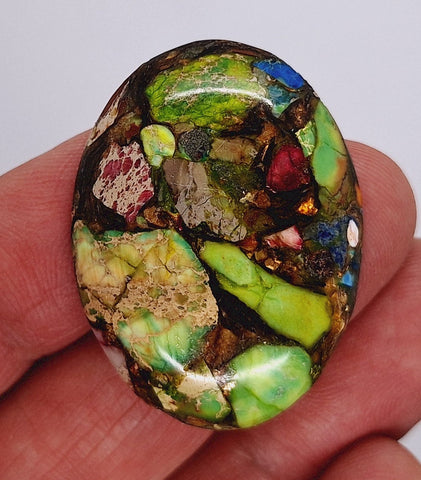 40x30mm Rainbow Matrix Collage Stone flat back cabochon S2155o