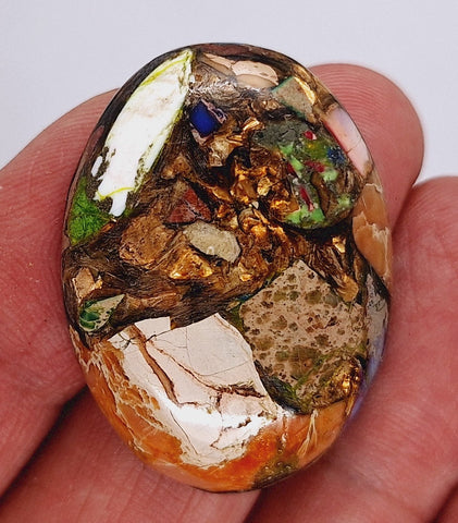 40x30mm Rainbow Matrix Collage Stone flat back cabochon S2155q