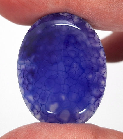 40x30mm Blue Dyed Crackle Agate Oval Flat back loose Cabachon S2195B