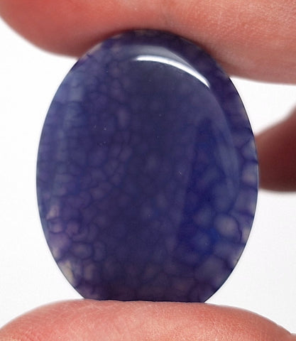 Noted small flaw  40x30mm Blue Dyed Crackle Agate Oval Flat back loose Cabachon S2195D