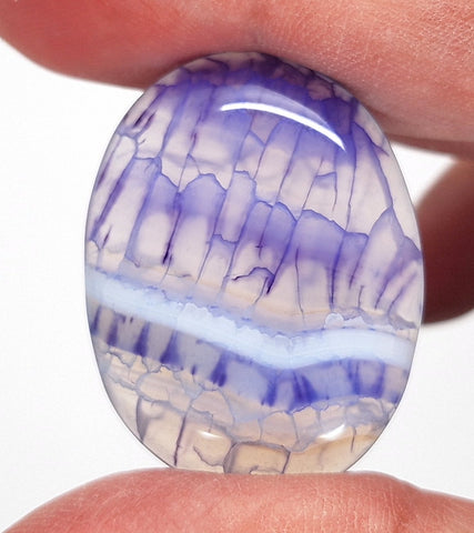 40x30mm Blue Dyed Crackle Agate Oval Flat back loose Cabachon S2195H