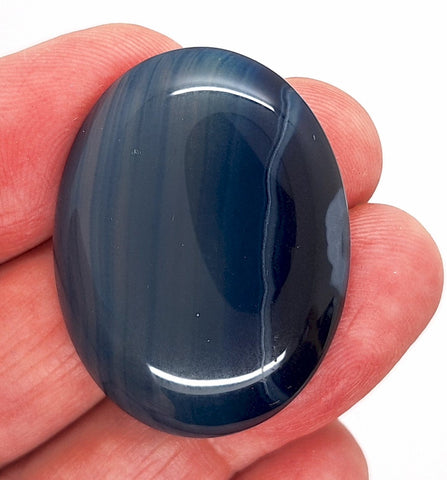 40x30mm Deep Blue Dyed Banded Agate Oval Flat Back Cabochon S2196G