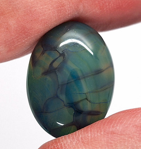 25x18mm Dyed Blue Dragons Vein flat back oval crackle agate Cabochon S2199C