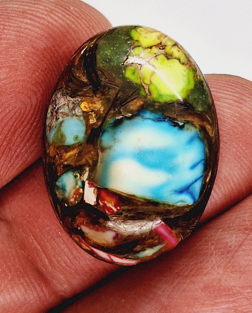25x18mm Mixed color Copper Matrix Collage Cabochon Oval Flat Back Stone S2206i