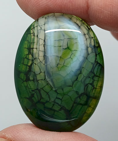 40x30mm Mossy Green Blue Dragon Vein Agate Cabochon Flat Back Oval S2214A