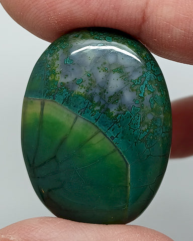 40x30mm Mossy Green Blue Dragon Vein Agate Cabochon Flat Back Oval S2214C