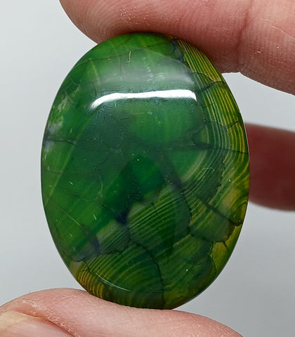 40x30mm Mossy Green Blue Dragon Vein Agate Cabochon Flat Back Oval S2214D