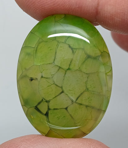 40x30mm Mossy Green Blue Dragon Vein Agate Cabochon Flat Back Oval S2214H