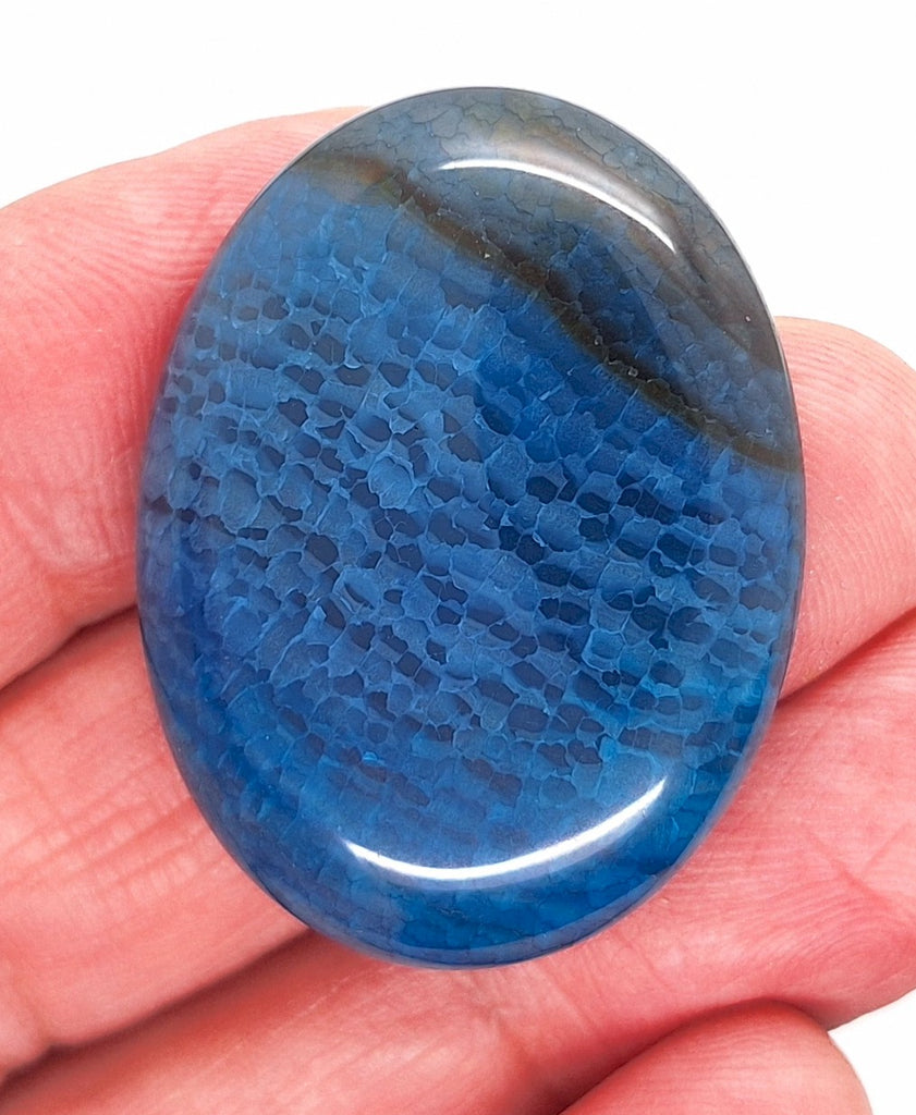 40x30mm Blue Crackle Agate Cabochon Flat Back Stone S2231A