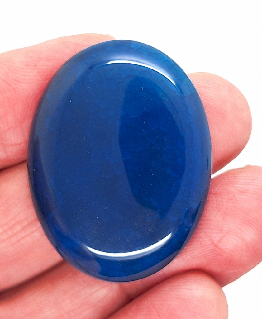 40x30mm Blue Crackle Agate Cabochon Flat Back Stone S2231C