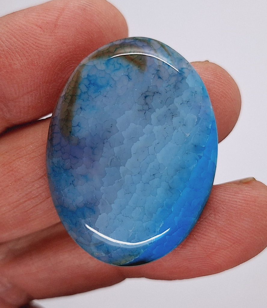 40x30mm Dyed Light Blue Crackle Agate Cabochon Flat Back Stone S2231D
