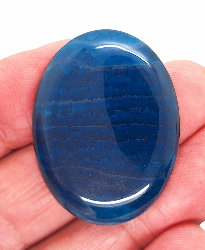 40x30mm Blue Crackle Agate Cabochon Flat Back Stone S2231E